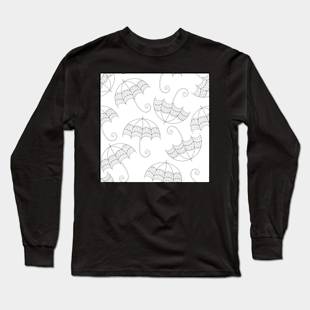 Noncolored Flying Umbrellas Print Long Sleeve T-Shirt by lissantee